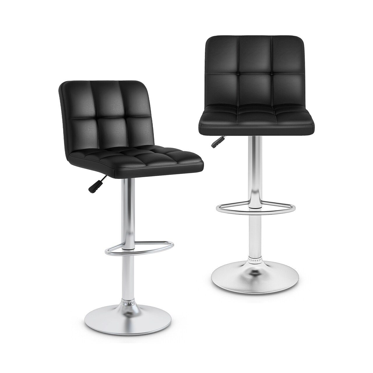 Modern Bar Stools Set of 2 with Back Support, Heavy-Duty Metal Base, Footrest, and Adjustable Height